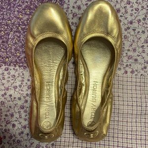 Tory Burch gold flats size 9.5.